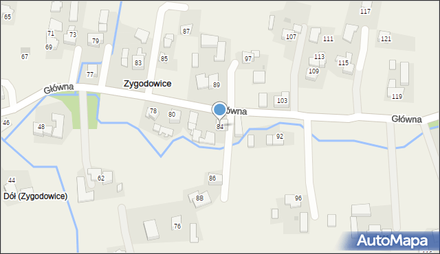 Zygodowice, Główna, 84, mapa Zygodowice