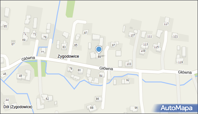 Zygodowice, Główna, 89, mapa Zygodowice