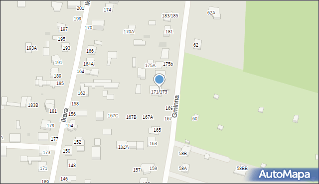 Częstochowa, Gminna, 171/173, mapa Częstochowy