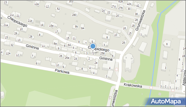 Krzeszowice, Gminna, 1, mapa Krzeszowice