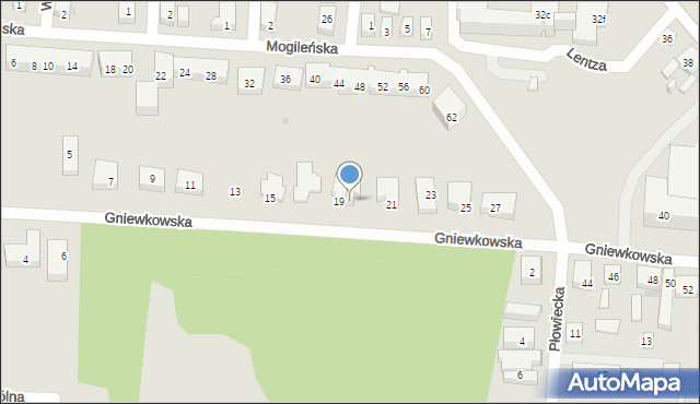 Bydgoszcz, Gniewkowska, 19A, mapa Bydgoszczy