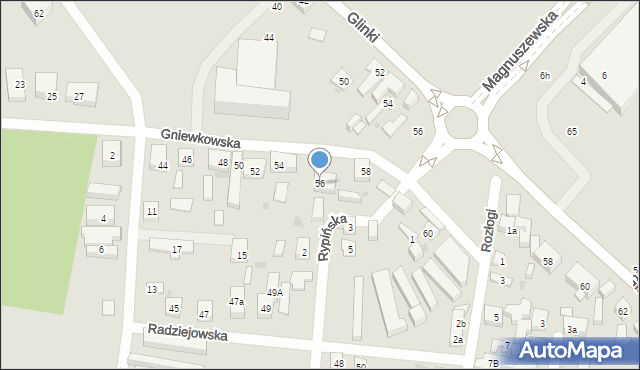 Bydgoszcz, Gniewkowska, 56, mapa Bydgoszczy