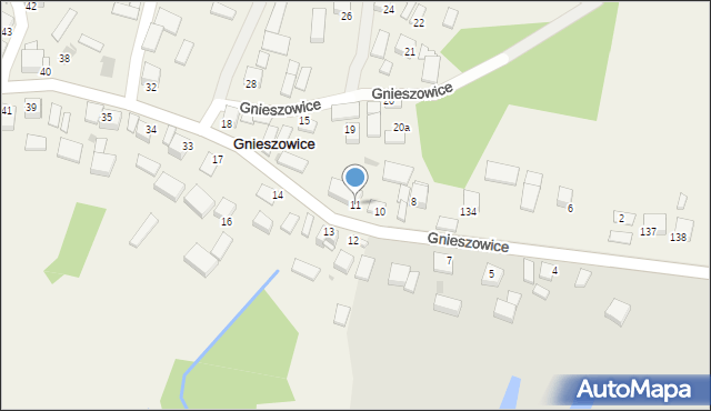 Gnieszowice, Gnieszowice, 11, mapa Gnieszowice