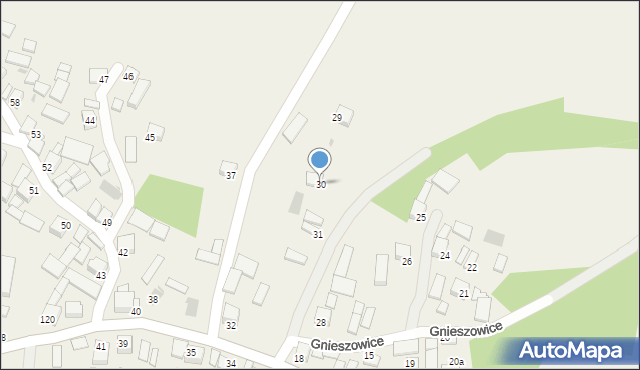 Gnieszowice, Gnieszowice, 30, mapa Gnieszowice