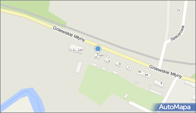 Gniew, Gniewskie Młyny, 10a, mapa Gniew