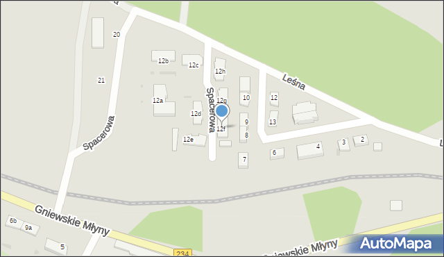 Gniew, Gniewskie Młyny, 12f, mapa Gniew