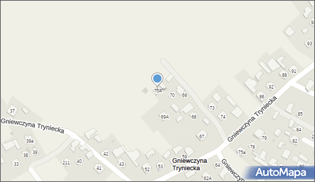 Gniewczyna Tryniecka, Gniewczyna Tryniecka, 70A, mapa Gniewczyna Tryniecka