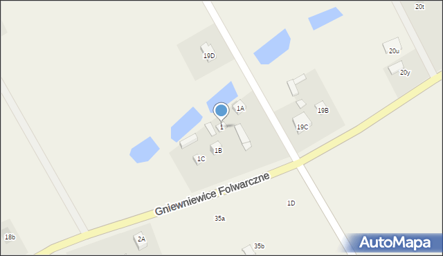 Gniewniewice Folwarczne, Gniewniewice Folwarczne, 1, mapa Gniewniewice Folwarczne