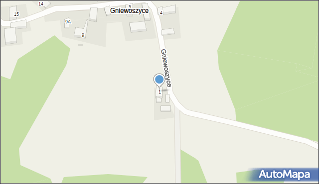 Gniewoszyce, Gniewoszyce, 1, mapa Gniewoszyce