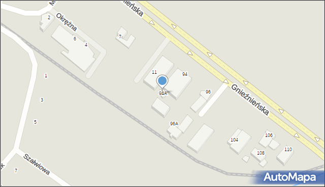 Koszalin, Gnieźnieńska, 94A, mapa Koszalina