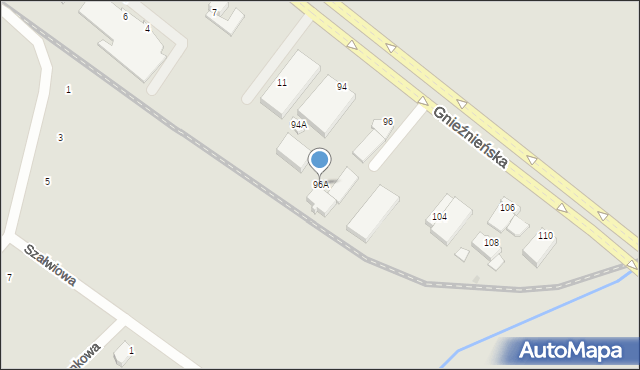 Koszalin, Gnieźnieńska, 96A, mapa Koszalina