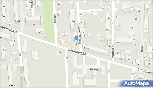 Łódź, Gnieźnieńska, 2, mapa Łodzi