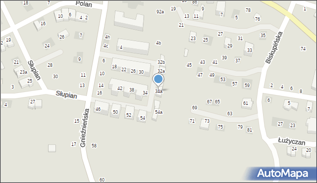 Lublin, Gnieźnieńska, 34a, mapa Lublina