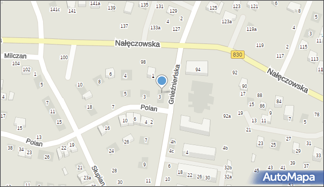 Lublin, Gnieźnieńska, 3A, mapa Lublina