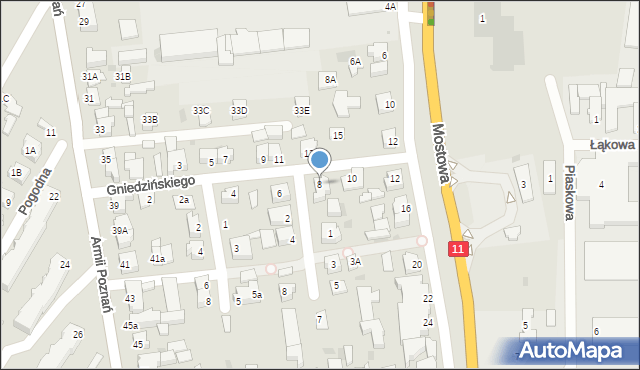 Oborniki, Gniedzińskiego Szczepana, 8, mapa Oborniki