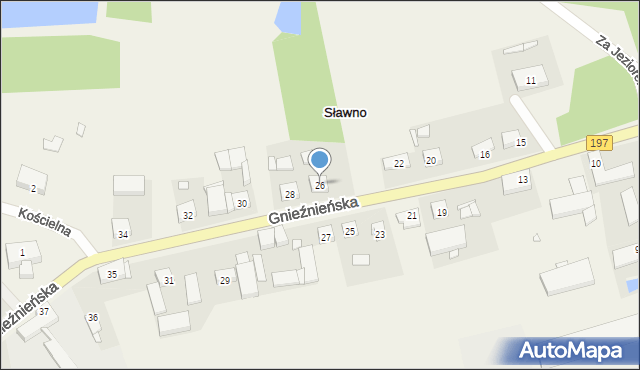 Sławno, Gnieźnieńska, 26, mapa Sławno