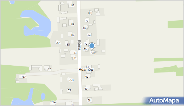 Adamów, Górna, 70A, mapa Adamów