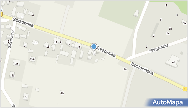 Baczyna, Gorzowska, 1, mapa Baczyna