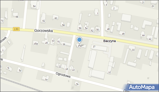 Baczyna, Gorzowska, 37a, mapa Baczyna