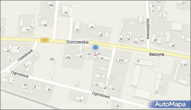 Baczyna, Gorzowska, 41, mapa Baczyna