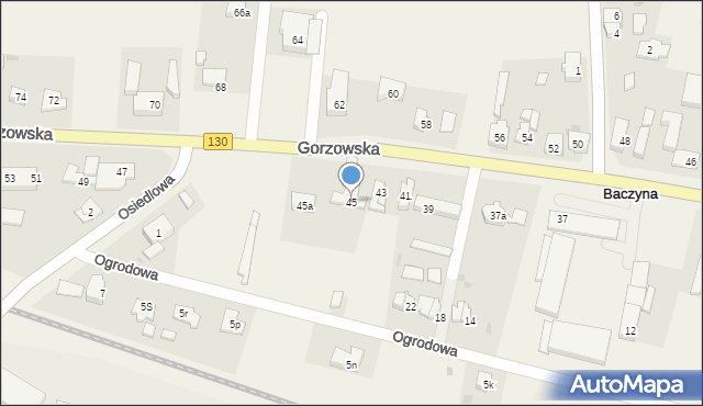 Baczyna, Gorzowska, 45, mapa Baczyna