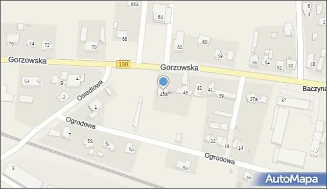 Baczyna, Gorzowska, 45a, mapa Baczyna