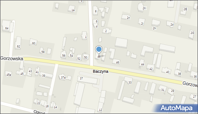 Baczyna, Gorzowska, 48, mapa Baczyna