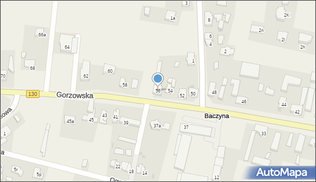 Baczyna, Gorzowska, 56, mapa Baczyna