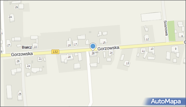 Białcz, Gorzowska, 16, mapa Białcz