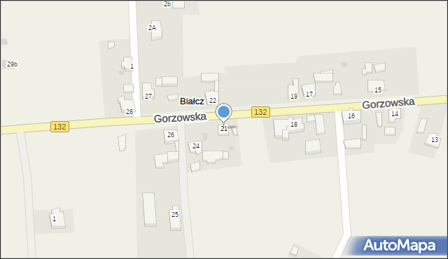 Białcz, Gorzowska, 21, mapa Białcz