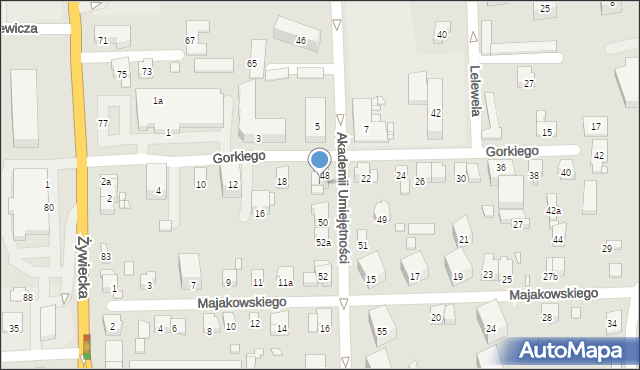 Bielsko-Biała, Gorkiego Maksyma, 20, mapa Bielsko-Białej