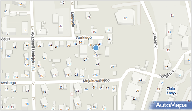 Bielsko-Biała, Gorkiego Maksyma, 42a, mapa Bielsko-Białej