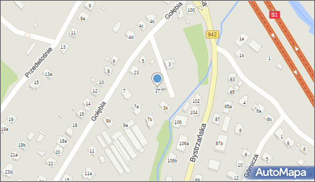 Bielsko-Biała, Gołębia, 17, mapa Bielsko-Białej