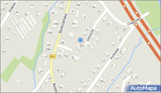 Bielsko-Biała, Górnicza, 14, mapa Bielsko-Białej