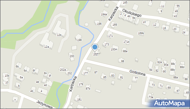 Bielsko-Biała, Gościnna, 102, mapa Bielsko-Białej