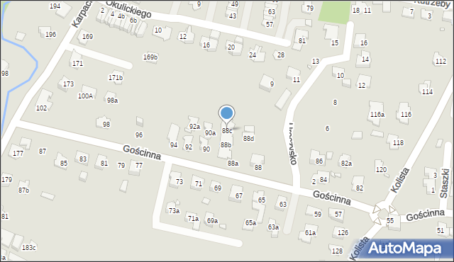 Bielsko-Biała, Gościnna, 88c, mapa Bielsko-Białej