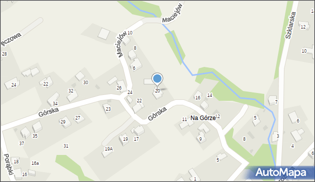 Bierna, Górska, 20, mapa Bierna