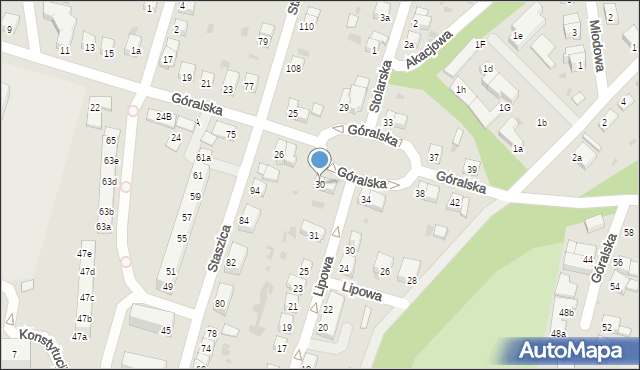 Bolesławiec, Góralska, 30, mapa Bolesławca