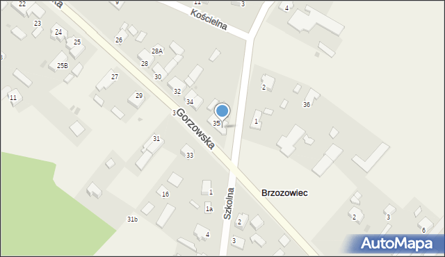 Brzozowiec, Gorzowska, 35A, mapa Brzozowiec