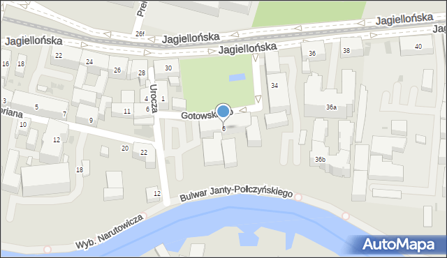 Bydgoszcz, Gotowskiego Krzysztofa, 6, mapa Bydgoszczy
