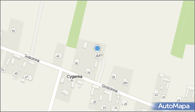 Cyganka, Gościnna, 34A, mapa Cyganka