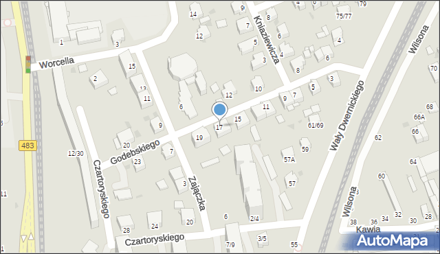 Częstochowa, Godebskiego Cypriana, 17, mapa Częstochowy