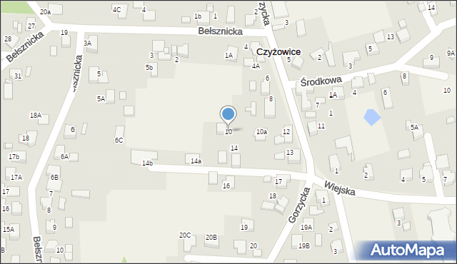 Czyżowice, Gorzycka, 10, mapa Czyżowice