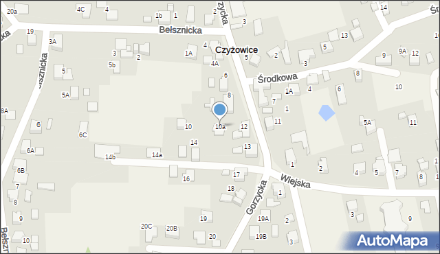 Czyżowice, Gorzycka, 10a, mapa Czyżowice