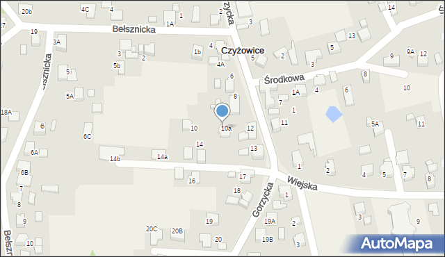 Czyżowice, Gorzycka, 12A, mapa Czyżowice