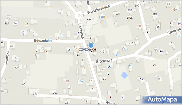 Czyżowice, Gorzycka, 5, mapa Czyżowice