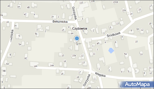 Czyżowice, Gorzycka, 8, mapa Czyżowice