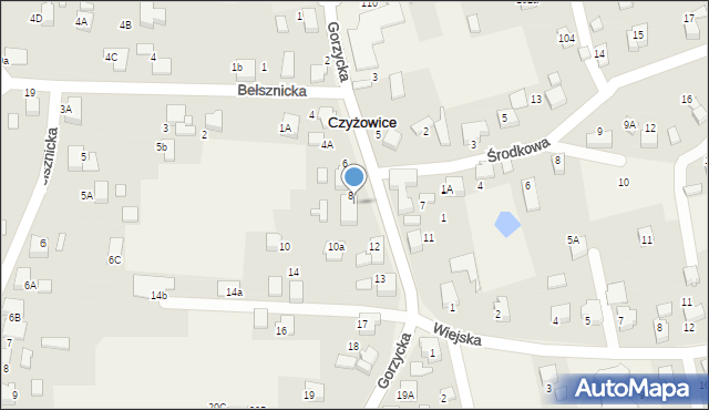 Czyżowice, Gorzycka, 9, mapa Czyżowice