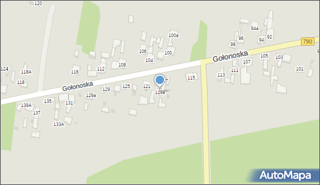 Dąbrowa Górnicza, Gołonoska, 119a, mapa Dąbrowa Górnicza