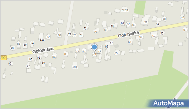 Dąbrowa Górnicza, Gołonoska, 73a, mapa Dąbrowa Górnicza